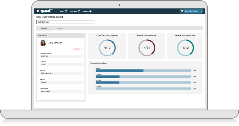 User qualification report within E-qual