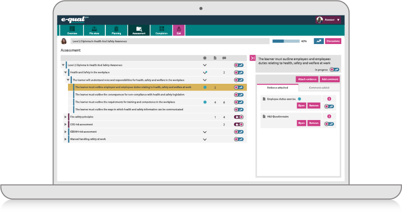 Assessment tree within E-qual